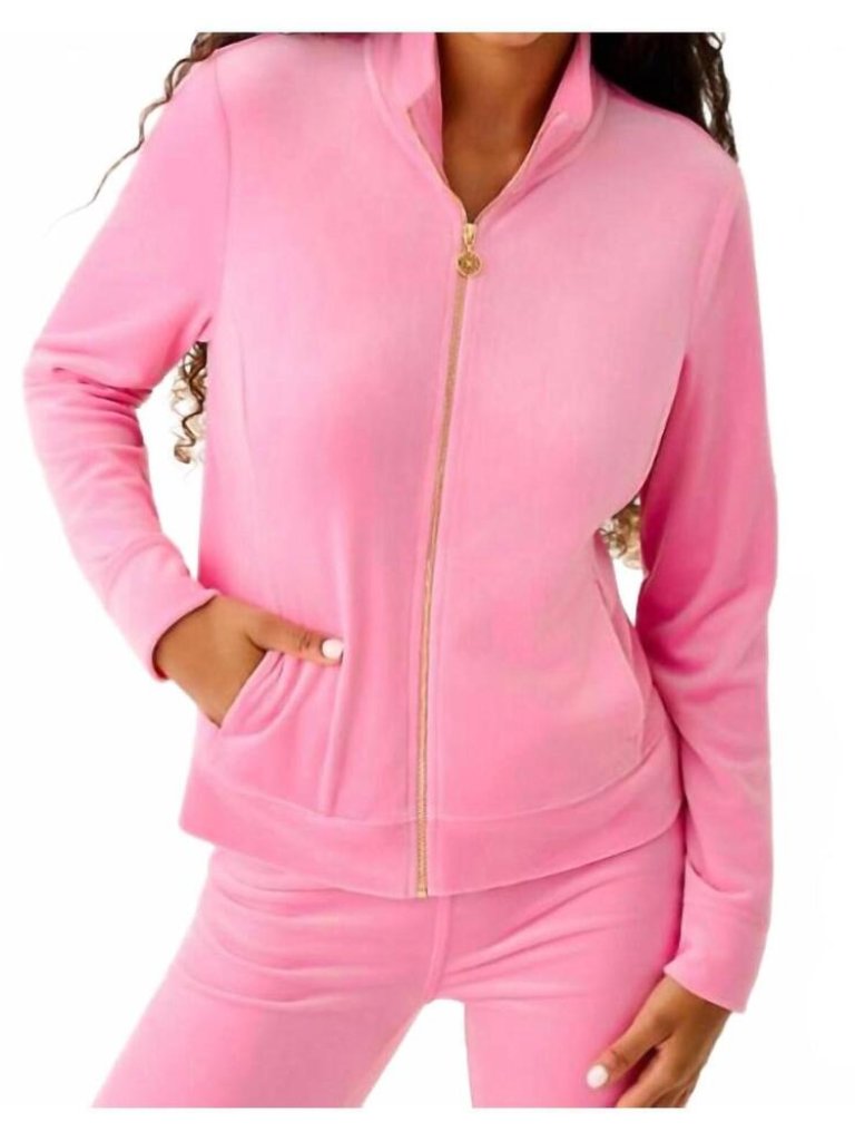 New Lilly Pulitzer Regate Velour Jacket Confetti Pink Size Medium Spring